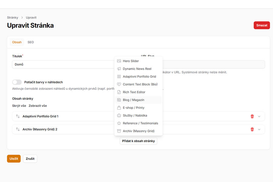 Ukázka administrace PhotoReady