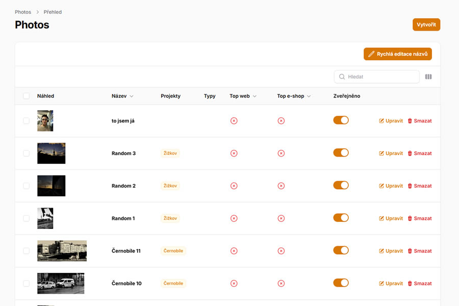 Ukázka administrace PhotoReady